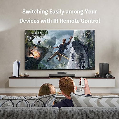 8K HDMI 2.1 Switch 3 in 1 Out & HDMI Splitter 3 in 1 Out with Remote Bidirectional Switcher - 4K 120Hz Auto Switching Hub for Gaming/HDR, Compatible with 8K/4K/HDCP 2.3, Support 4K 120Hz 4:4:4