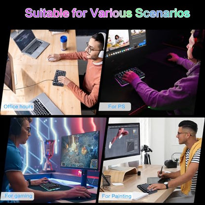 Koolertron Single-Handed Macro Mechanical Keyboard, RGB LED Backlit Portable Mini One-Handed Mechanical Gaming Keypad 39 Fully Programmable Keys (39 Keyboard Black) - style: 39 Keyboard Black