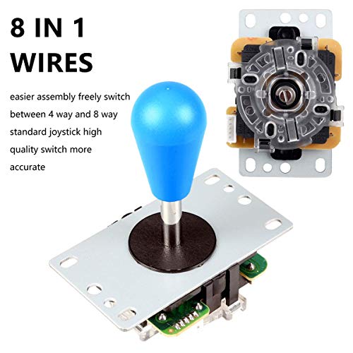 Fosiya LED Arcade Joystick Buttons Kit Ellipse Oval Style 8 Ways Joystick + 20 x LED Arcade Buttons for 2 Player Video Games Standard Controllers All Windows PC MAME Raspberry Pi Red + Blue Kits - color: Red + Blue Kits