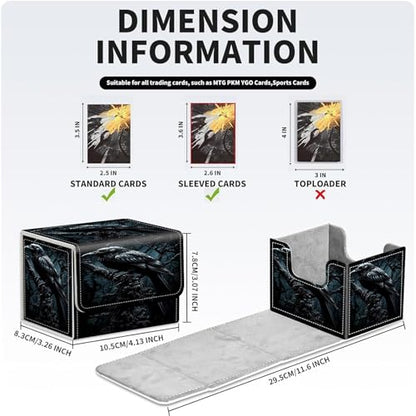 PU Leather Deck Box for MTG Commander Cards, Fits 100+ Double Sleeved Cards, Secure Magnetic Trading Card Storage Case for TCG CCG,Dark Raven Crow - color: Dark Raven Crow
