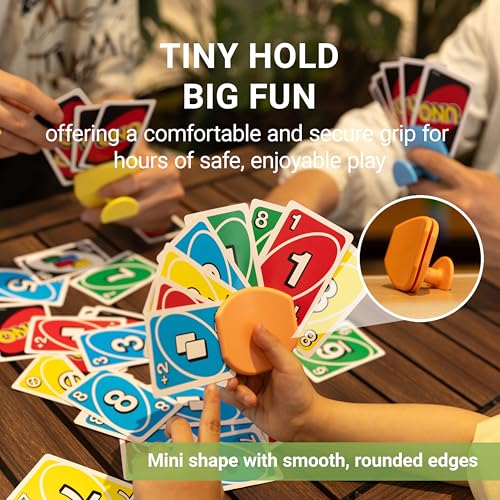 BORICO 4 Pack Playing Card Holders for Kids & Adults - Handheld/Tabletop Use/Drawstring Pouch, Perfect for Game Nights & Travel (4 Colors)