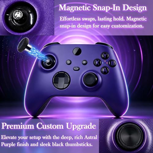 Model 1914 DIY Customized Series S Controller Black Magnetic thumbstick(Astral Purple), Compatible with Xbox Series X|S Controller,Customized Controller Compatible for Xbox Series X/S,Xbox One, Exchangeable Joystick with 3.5mm Audio Jack
