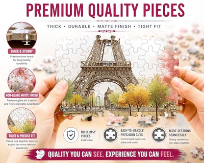 1000 Piece Jigsaw Puzzle for Adults - Paris Romance - Whimsical Eifel Tower Spring Scene - Challenging Puzzle Perfect for Game Nights - 1000 Piece for Adults. 20x27 inches - color: Paris Romance