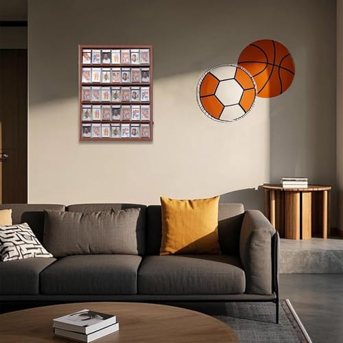 VERANI 35 Graded Sports Baseball Card Display Case Wall Mount Walnut | Lockable Trading Card Wall Cabinet,98% UV Block Acrylic Panel,Premium Wood Frame,Vertical Wall Mount Only - size: Large-Vertical-Walnut-Blacklock