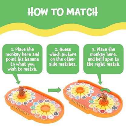 POPULAR PLAYTHINGS Monkey Match Toy Matching Game, Interactive Spinning | Educational Preschool Memory Game, for Toddlers Ages 4 & Up Learning Board Game, for Kids