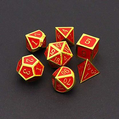 Haxtec Color Changing Metal DND Dice Set Gold Black Red Color Shifting D&D Dice with Leather Dice Bag Compatible with Dungeons and Dragons TTRPG DND Gift - color: Gold Black Red