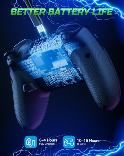 VOYEE Switch Controllers for Switch/Lite/OLED/PC, Pro Controller | Wireless, Programmable, RGB Lightning LED, 10-15H Runtime, One-key Pairing, Turbo, Vibration, 6-Axis Motion Control, Wake-up - color: Black
