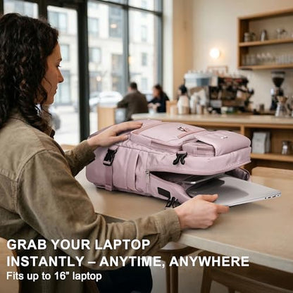 PIJUSHI Carry on Travel Backpack for Women with Shoe Compartment Fits 16“ | 3-In-1 Convertible Duffel/Shoulder Bag with USB Port, Anti-Theft Pocket for Daily, Weekend Trip, PE039 Light Purple - color: Light Purple