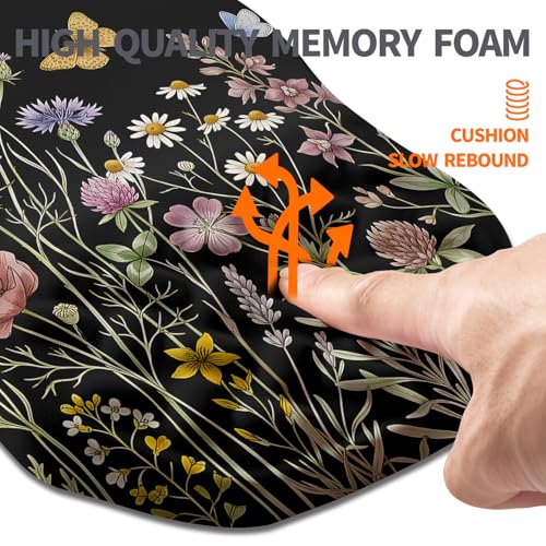 Ergonomic Slope Mouse Pad Wrist Support, Wrist Rest Mousepad for Carpal Tunnel Pain Relief with Massage Bulge and Slow Rebound Memory Foam (12x8 inch, Butterfly and Flower) - color: AM041-Butterfly and Flower