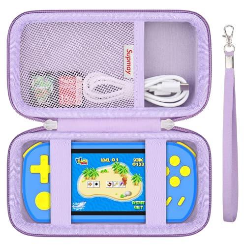 Supmay Carrying Case Compatible with CCTU / TEBIYOU Kids Handheld Games Preloaded 218 Retro Video Games, Portable Gaming Electronic Toys Storage Holder Travel Bag with Mesh Pocket for USB Cable,Purple - color: Purple