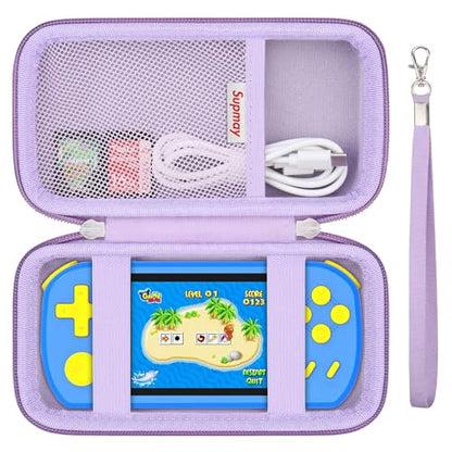Supmay Carrying Case Compatible with CCTU / TEBIYOU Kids Handheld Games Preloaded 218 Retro Video Games, Portable Gaming Electronic Toys Storage Holder Travel Bag with Mesh Pocket for USB Cable,Purple - color: Purple