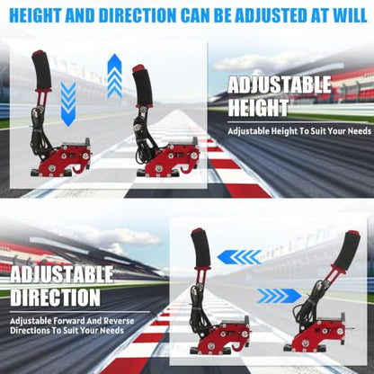 RYLNOK 64bit PC USB Handbrake Upgrade Sim Racing Gamges Handbrake For Logitech G25 G27 G29 G920 T500 T300 2m Nylon Wire Reinforced Spring Red And Clamp Simulate [windows] - color: Red