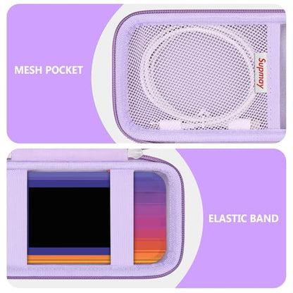 Supmay Hard Travel Case for My Arcade Data East Pocket Player, Portable Video Game System Handheld Game Protection Case with Mesh Pocket for Batteries and USB-C Cable, Purple - color: Purple