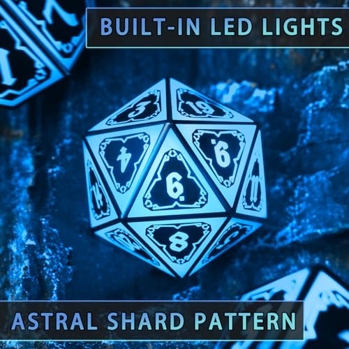 FONVGOGO DND Dice Set, Dungeons and Dragons Light Up Rechargeable LED Dice | D and D Glow in the Dark Dice with Charging Box for RPG Tabletop Games, DND Gifts for Ttrpg, Astral Shard Blue - color: Astral Shard Blue