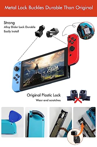 Joycon Joystick Replacement Kit( 48 in one), Switch Joystick Replacement for Switch/ Switch Lite/ Switch OLED, Include 4 Thumbsticks, 4 Metal Buckles, 2 Screwdrivers, Pry Tool, 12 Thumbstick Grips