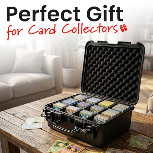 4 Row Graded Card Storage Box, IP67 Waterproof Hard Slab Case Holds 200+ PSA BGS SGC Graded Cards & 800+ Top Loaders, Baseball Sports Trading Card Carrying Case with Dividers, Large - size: LARGE