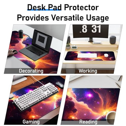 Gaming Mouse Pad, Galaxy Starry Sky Non-Slip Rubber Base with Seam Edge Mouse Pad, Extra Large 31.5x11.8 Inch, Suitable for Home, Office, Gaming - color: Colorful galaxy
