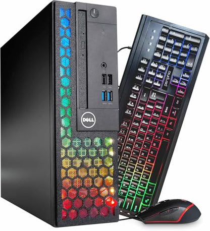 Dell Optiplex Computer PC w/RGB Lighting | Windows 11 Pro | Ultra Fast Intel i5-8500 | 16GB RAM + 1TB SSD | 5G WiFi + BT (Renewed) (PC Desktop) - style: Office Desktop