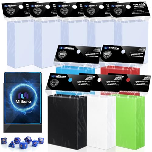 1000 Pack Card Sleeves, 500 Matte Trading Card Sleeve and 500 Inner Sleeves Ideal for Double-Sleeving, Fit for MTG, TCG and Game Cards (5 Colors) - color: 5 Colors (Wurbg), size: 1000 Pack