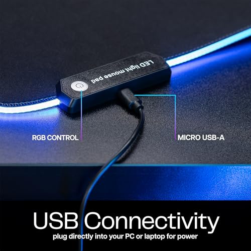 VIVO Extra Large 71 x 36 inch Full Size Desk Pad with RGB Lighting for Office Ambience and Immersive Gaming, Oversized Mouse Pad Table Top Cover, 12 Color Modes, Non-Slip Base, Black, DESK-PAD72-36 - size: 71 x 36 inches