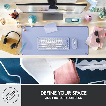 Logitech Desk Mat Studio Series Large Pad 30L x 70W cm - Lilac | Multifunctional large pad, extended mouse surface, office desk protector, anti-slip base, spill-resistant - color: Lilac