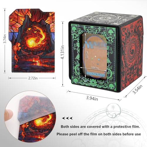 Card Deck Box for YGO MTG Deck Box 110+ Double Sleeved Cards Storage Trading Card Games Leather Storage with divider,Holder (MTG) - color: MTG
