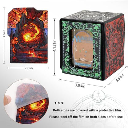 Card Deck Box for YGO MTG Deck Box 110+ Double Sleeved Cards Storage Trading Card Games Leather Storage with divider,Holder (MTG) - color: MTG