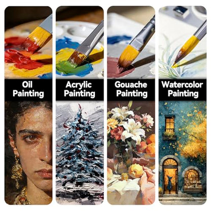 Transon 16 pcs Artist Paint Brush Set Versatile for Acrylic Painting Watercolor Painting Gouache Painting Black Color - color: Black