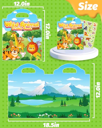 Walenced Reusable Sticker Book for Toddlers, Travel Stickers for Kids, Toddler Craft Activities Toys, Birthday Gifts for Boys & Girls - style: Animal