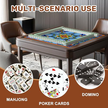 Mahjong Mat 31.5" x 31.5" Mexican Talavera Floral Ceramic Tile Blue Non-Slip Noise Reduction Mahjong Tiles Table Cover for Dominoes Poker Card Board and Tile Games Gift - color: Color6