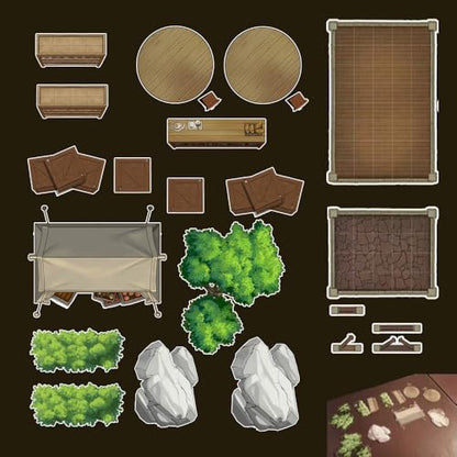 Foldable Battle Mat, TRPG Map, with Accessories Stickers, DND