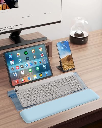 Laborio Computer Keyboard Stand for Desktop, Ergonomic Keyboard Wrist Rest 2-Level Height Adjustment, Non-Slip Key Board Riser Pad for Office, Gaming, and Home Desks - color: Blue