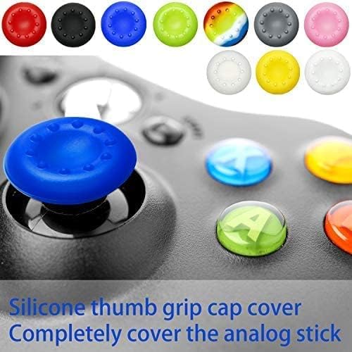 24-Pack Anti-Slip Silicone Thumb Grip Caps, 12 Colors High Sensitivity Joystick Covers with 360° Textured Dots for PS5 PS4 Xbox Series X/S Xbox One Xbox 360 Controller