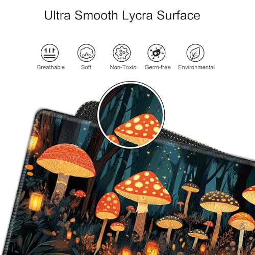 Large Mouse Pad Gaming Desk Pad Mushroom Mousepad for Wireless Mouse XXL 31.5''X15.75'' Big Desk Mats Extended Mouse Mat of Girl Desktop Computer with Coaster - color: Mushroom, size: 31.5''x15.75''