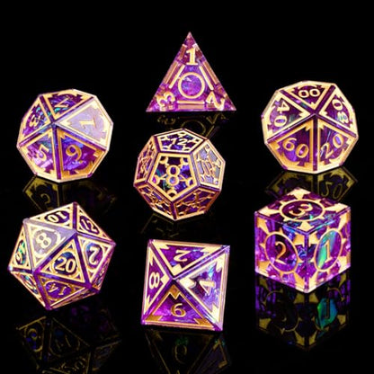 DND Resin dice Color Sharp Edge dice Set Dungeon Polyhedron D and D dice Set Suitable for D&D Role-Playing Tabletop Games D20 D12 D10 D8 D6 D4 (Purple;) - color: Purple;
