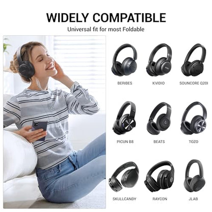 Headphone Case for Beats/JLab Go JBuds Lux ANC/JBL/BERIBES/KVIDIO, Black | for Souncore Q20i/ TOZO HT3/ Picun Foldable Over-Ear Headphones,with Handle Strap Travel Carrying Headset Case