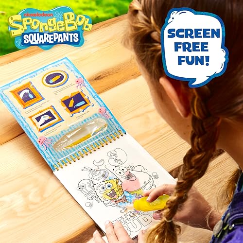 Spongebob Aqua Art, Mess-Free Water Reveal Coloring Book with Pen, No Mess Travel Activity Pad for Kids & Toddlers, Reusable Water Art Set, Preschool On-The-Go Toy, Mess Free Coloring for Toddlers - style: SpongeBob