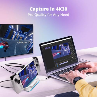 AVerMedia Steam Deck Dock with HDMI 4K@60Hz, USB C Charging, Screen Mirroring, Video Capture for Switch, Steam Deck, ROG Ally, Legion Go, MSI Claw, iPhone, iPad - X'TRA GO GC515 - color: X'TRA GO - GC515 White