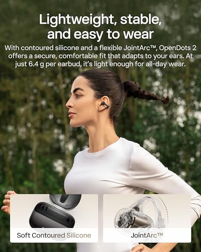 SHOKZ OpenDots 2 Open-Ear Clip-On Earbuds with Upgraded Dolby Audio, 3-Mic Clear Calls, Rich Bass, Up to 40 Hrs of Audio, Wireless Charging, Interchangeable Left/Right Earbuds, IP57, Bluetooth 6.1 - color: Black