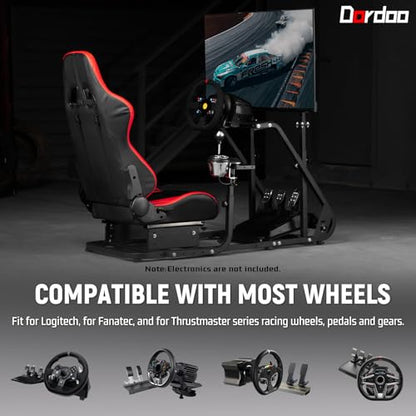 Dardoo G923 Racing Simulator Cockpit with Monitor Mount and Red Seat | Fit for Logitech G25 G27 G29 G920, for Thrustmaster T150 T300,Simulator Cockpit without Wheel,Pedal,Shift and Monitor