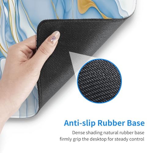 Large Mouse Pads for Desk, Extended Marble Gaming Mousepad for Women Office Gifts, Funny XL Big Stitched Waterproof Nonslip Computer Mats Deskmat for Keyboard, (Light Blue and White, 31.5 * 11.8 In) - color: Light Blue and White Marble