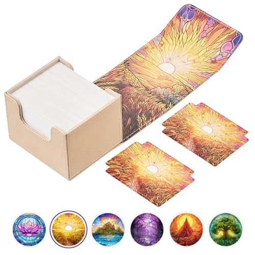 Arcane Fortress MTG Deck Box – Commander Deck Box for 120 Sleeved Cards with Art Interior – Leather Dividers, Nano-Fiber Exterior, Magnetic Closure – Perfect for Magic: The Gathering, TCG - White - color: Golden Plains, style: Standard