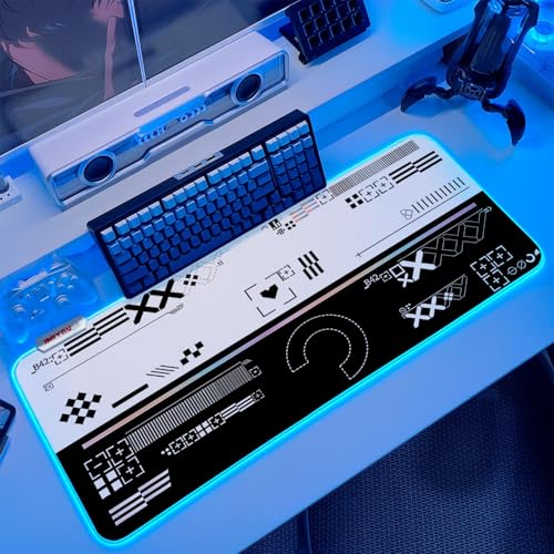 JMIYAV White Gaming Mouse Pad RGB Mousepad Non-Slip Rubber Base Extra Large Cool XL XXL Computer Desk Pad Gaming Accessories LED Light Up Extended Big Mouse Pad for Gamer Ops Overlay - color: Ops Overlay