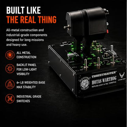 Thrustmaster HOTAS Warthog A10 Replica Flight Stick & Throttle Set - PC | 1:1 A-10C USAF licensed replica, H.E.A.R.T sensors, dual-engine control, 55 programable buttons, 8-way hat, all-metal build - style: Warthog Bundle