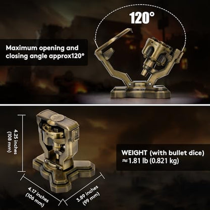 ASTRANOVA Metal Bullet Dice Set with Spinning Revolver Cylinder Holder for DND, Tabletop Games(Bronze) - color: Bronze