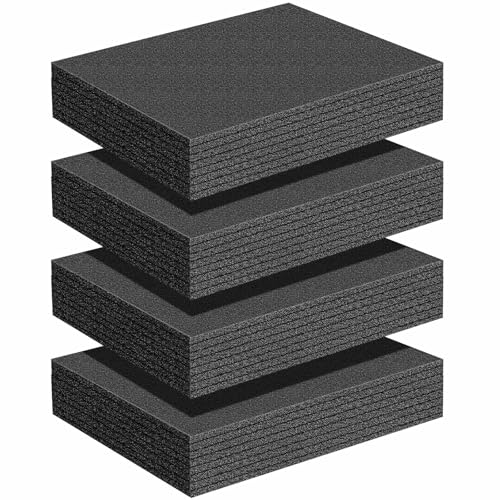 Treela 4 Pcs Customizable Polyethylene Foam Sheets 16x12x3" Black Thick Cuttable Foam Padding Inserts for Cases, Polyethylene Block Sheets for Packing Toolbox Storage and Craft Pad - size: 16x12x3''