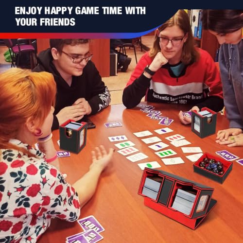 TiMOVO MTG Deck Box, Magnetic Trading Card Storage Case, Black+Red | Holds 400+ Sleeveless Cards, 4 Dividers & Dice Tray, 2 Detachable Commander Card Deck Boxes, For Magic Game Cards - color: Black & Red