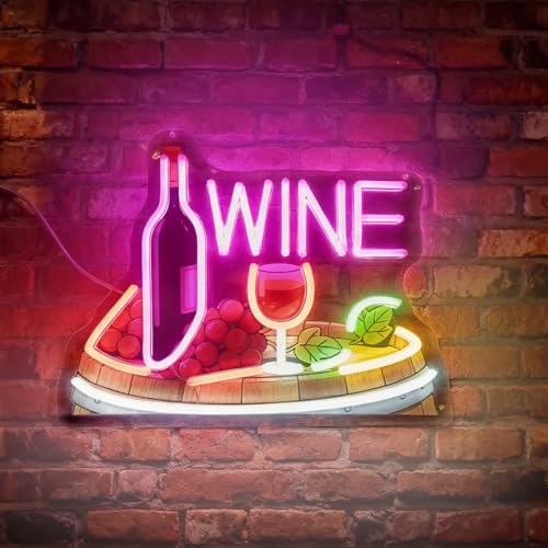 Neon Bar Signs, LED Wine Neon Sign Light Up Bar Sign for Wine Beer Bar Restaurant Pub Club Bistro Home Man Cave Party Kitchen Bedroom Wall Decor, USB Power & Dimmable - color: Wine