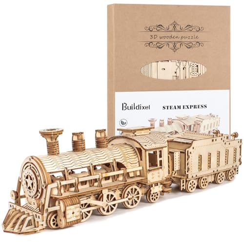 3D Wooden Puzzles for Adults, DIY Mechanical Model Kits for Adults and Kids to Build, Creative Gift for Women or Men Birthday, Christmas (Mechanical Train) - color: Mechanical Train