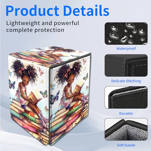 for MTG Deck Box, Commander Deck Case Fits 100 Double Sleeved Cards, PU Leather Storage Box, Compatible with Magic/TCG/PTCG/EDH/Sport Cards,American girl - color: American girl
